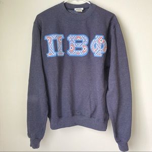 Pi Beta Phi Letters Crewneck Sweatshirt Small Blue